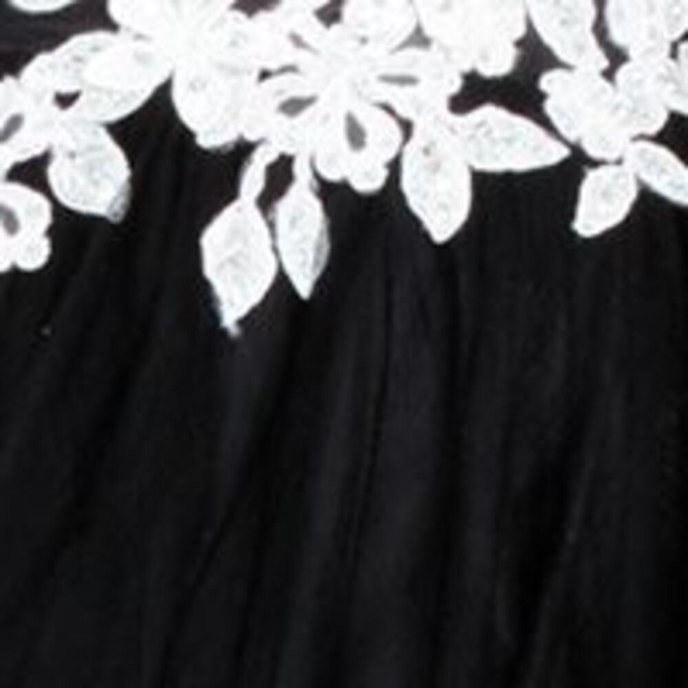 BLONDIE NITES Womens Black Mesh Floral-applique Gown Spaghetti Strap Dress 3 - Picture 4 of 5